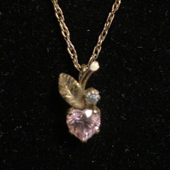 Jewelry - 14KGF pink ice diamond accent necklace